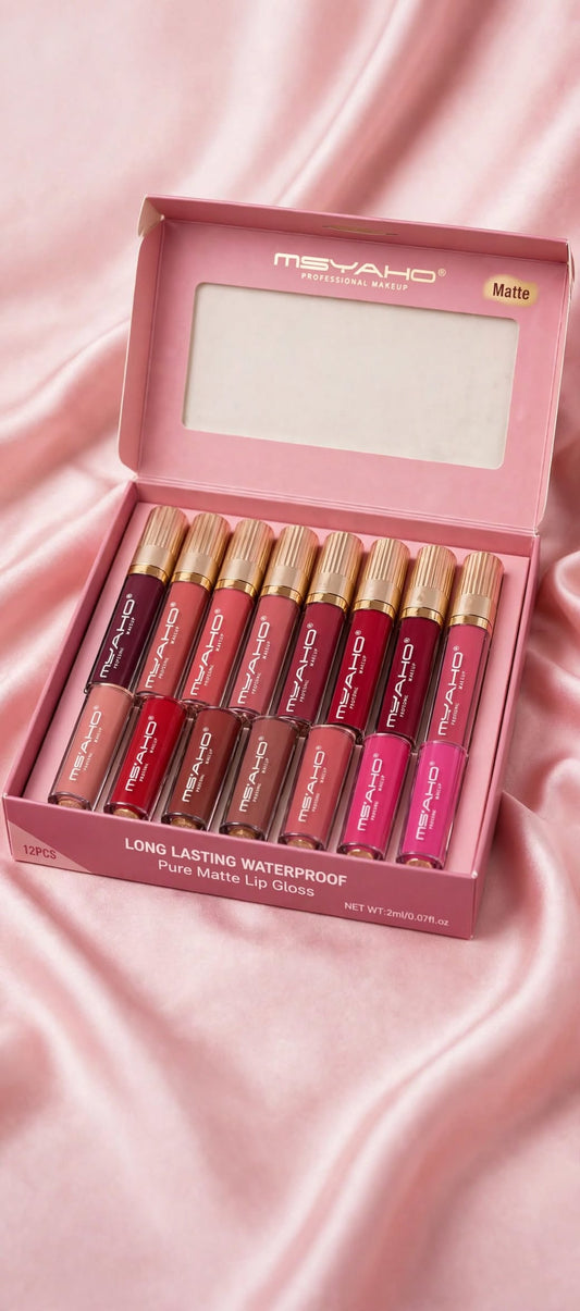 12-Piece Matte Lip Gloss